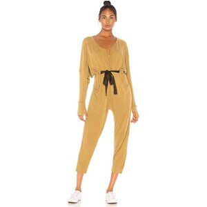 NWT Free People Movement Feeling Good Ochre Jumpsuit LARGE BOHO LOUNGEWEAR
